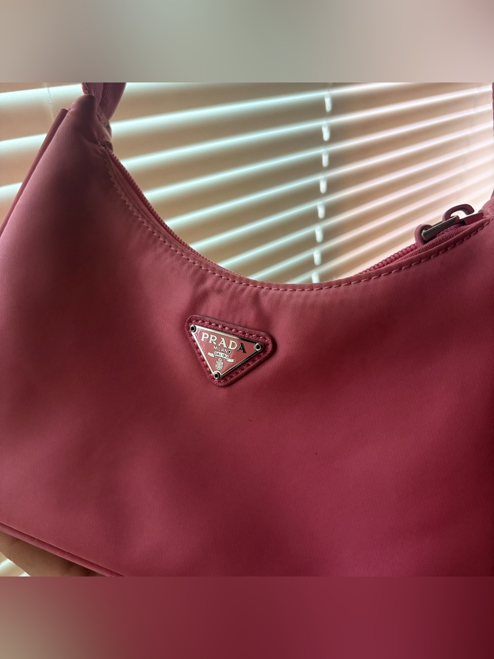 Triangle “P” Pink Nylon Shoulder Bag